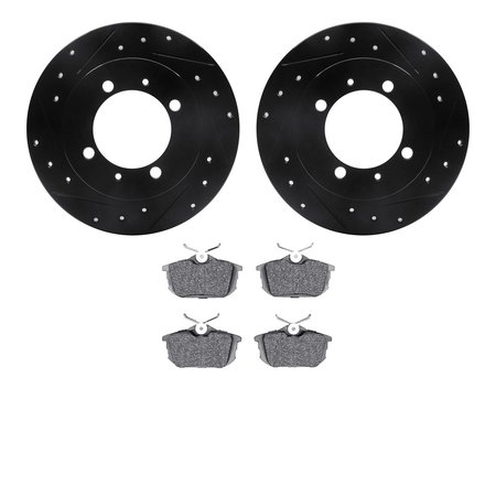 DYNAMIC FRICTION CO 8502-27027, Rotors-Drilled and Slotted-Black with 5000 Advanced Brake Pads, Zinc Coated 8502-27027